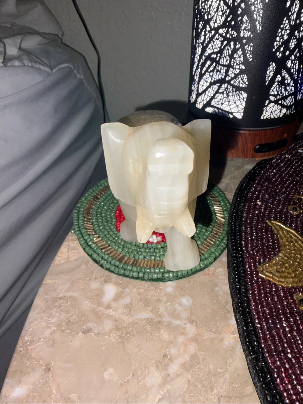 Carved White Elephant Figurine Accent - Unbranded